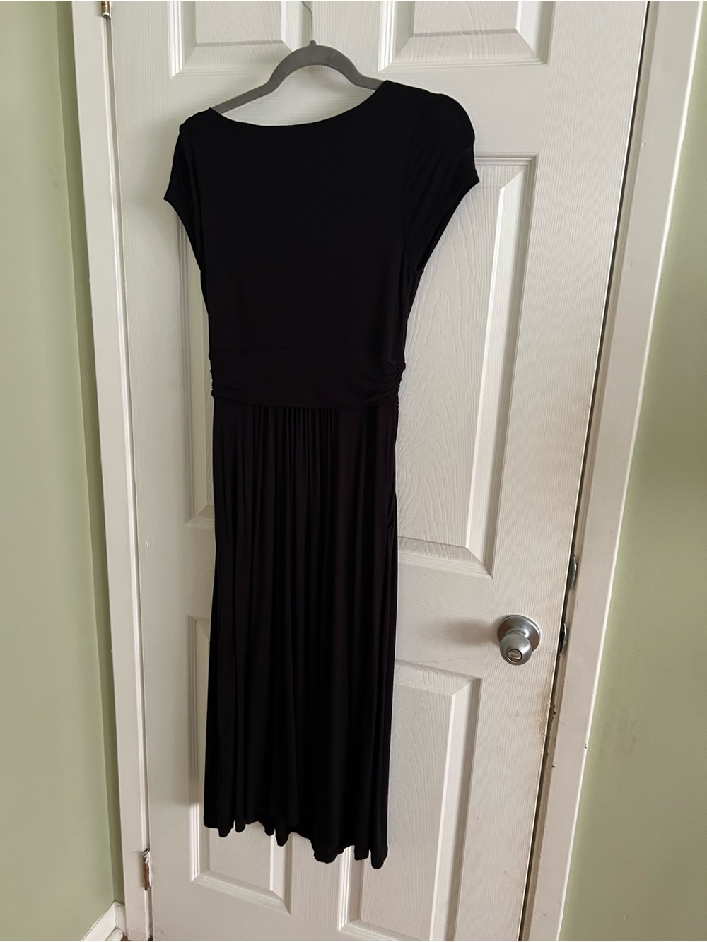 Boden Black Gathered-Waist Midi Dress Sz 6 - Picture 2 of 6